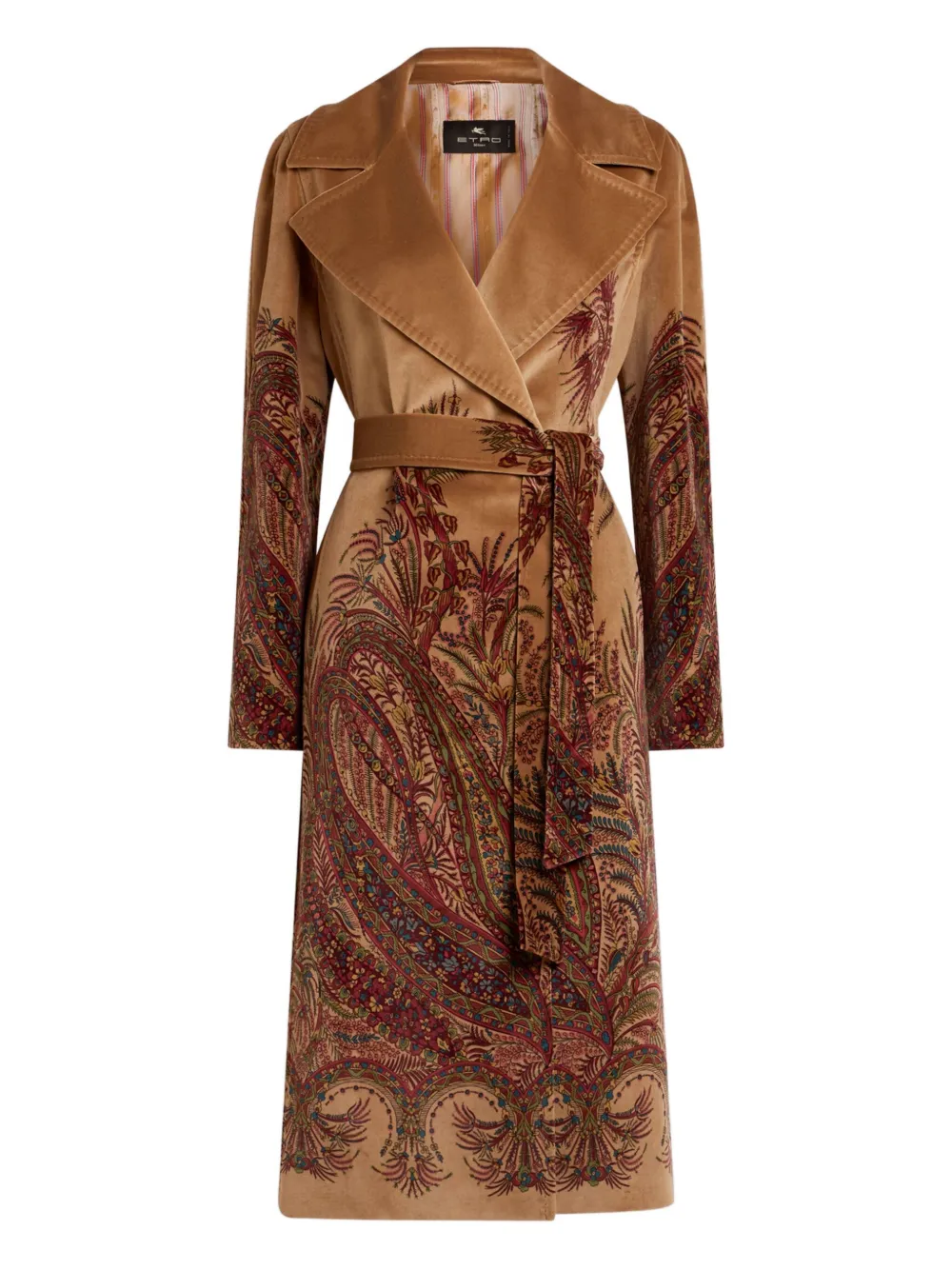 

Бархатное пальто с узором пейсли ETRO, коричневый
