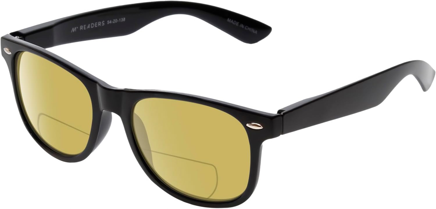 

Солнцезащитные очки Calabria Melbourne Panthos с поляризованными линзами и бифокальными линзами для чтения, модные и прочные, для мужчин и женщин, Gloss Black/Polarized Sunflower Yellow