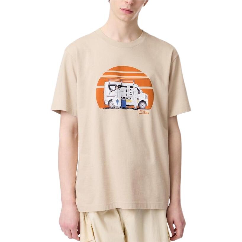 Футболка унисекс бежевая Uniqlo, бежевый — фото 3