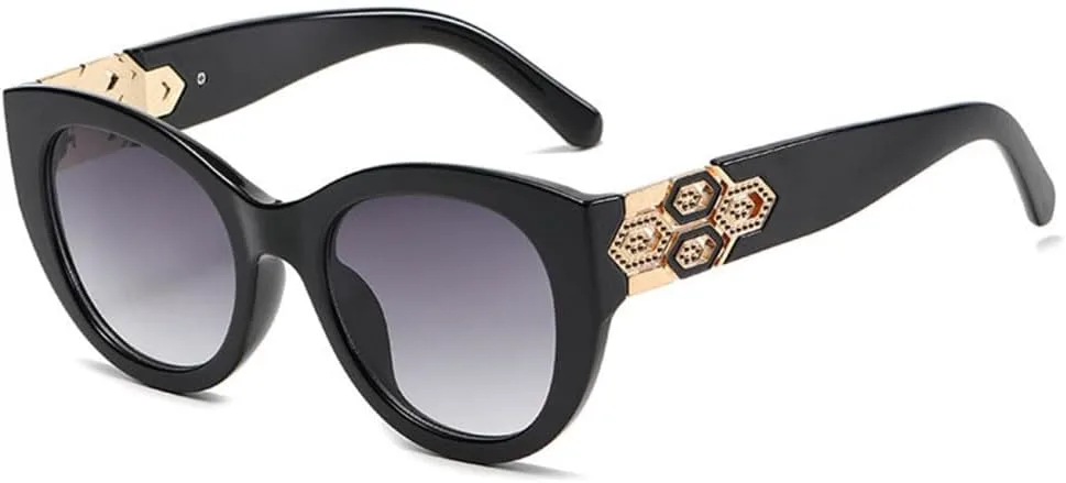 

Солнцезащитные очки «кошачий глаз» для женщин, ромбовидные очки с полыми дужками в стиле ретро для мужчин, очки с защитой от УФ-излучения UV400 HDUBFY, C3