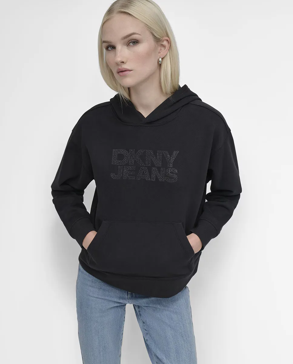 

Женский свитер, украшенный стразами Dkny Jeans, черный