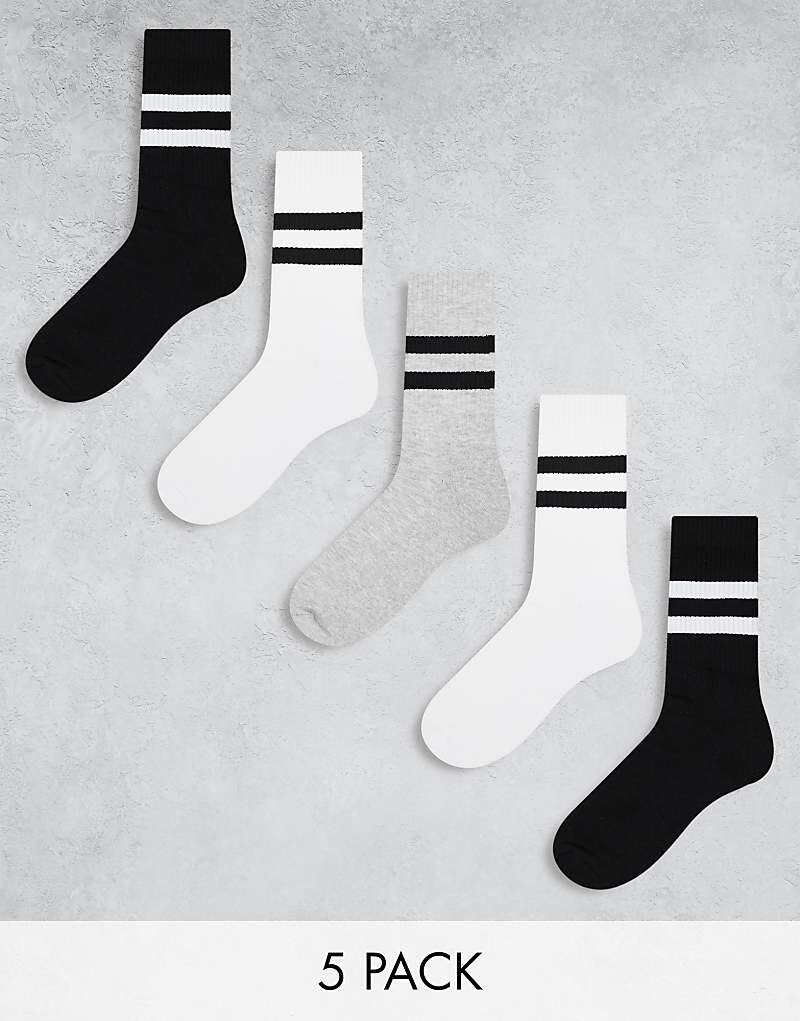 

ASOS DESIGN – Комплект из 5 пар носков разных цветов с полосатым принтом