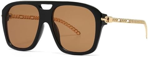 

Квадратные ретро-солнцезащитные очки 2027 года с металлическими цепочками на дужках, модные очки для мужчин и женщин, защита от УФ-излучения UV400, винтажные очки MTZJH, C6black-pink