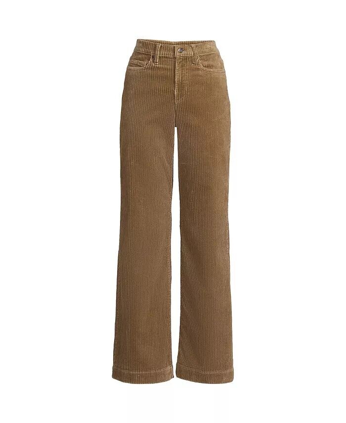 

Женские вельветовые брюки больших размеров с высокой посадкой и широкими штанинами Lands' End, коричневый