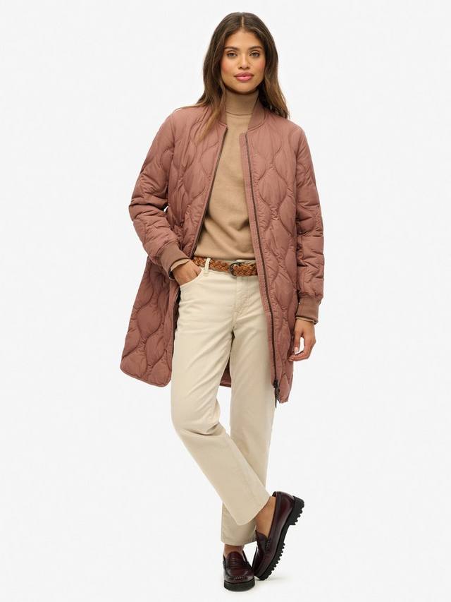 Длинное стеганое подкладочное пальто Superdry, Nutmeg Spice Brown — фото 3