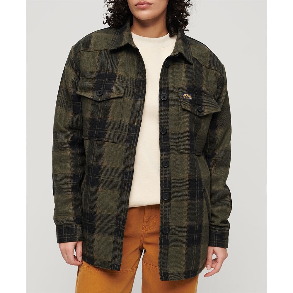 

Куртка Superdry Borg Check overshirt, коричневый