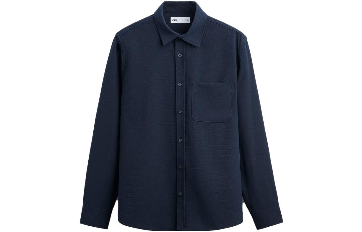 

Рубашка мужская синяя Zara, синий
