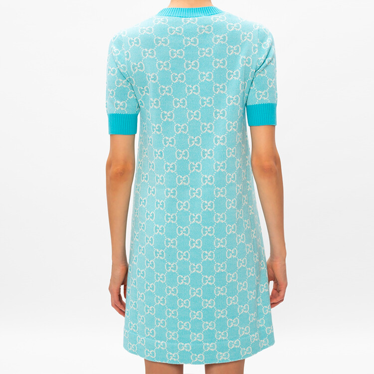 Платье с короткими рукавами женское светло-голубое Gucci — фото 4