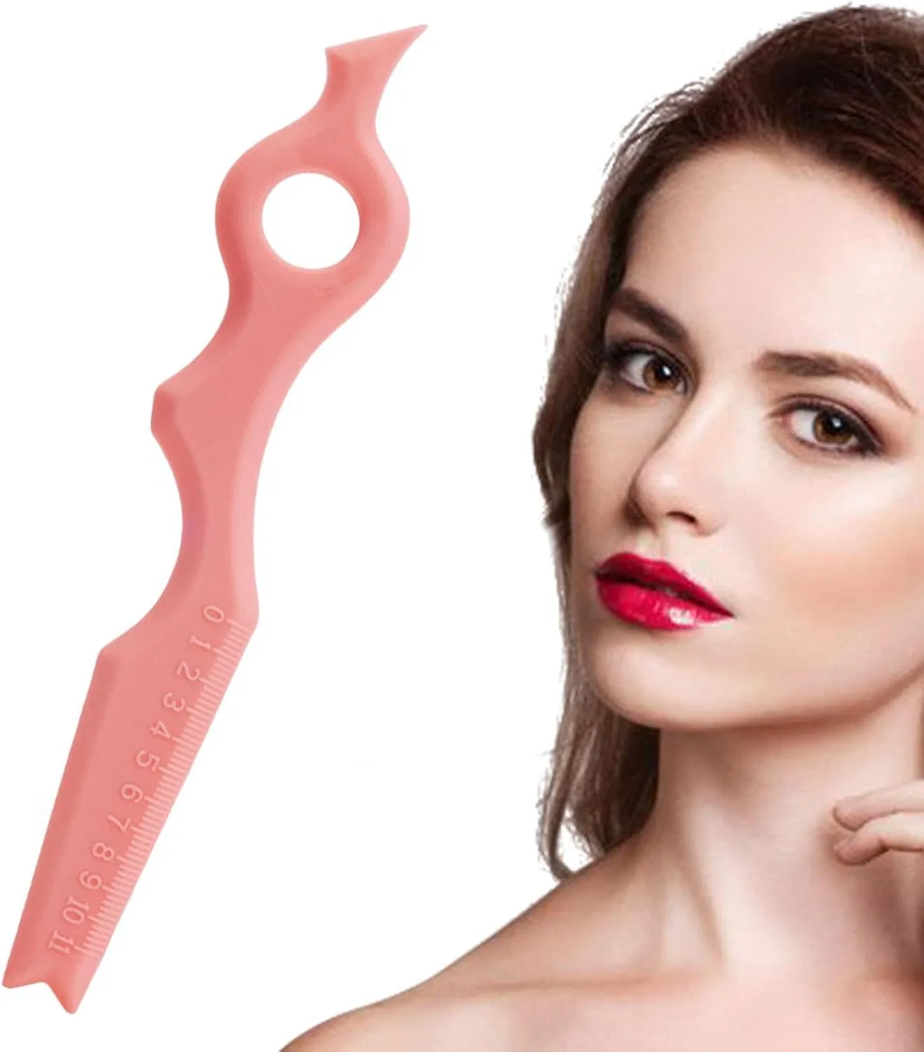 Трафарет для бровей и глаз Silicone Tool Mechesa, 1 шт, розовый