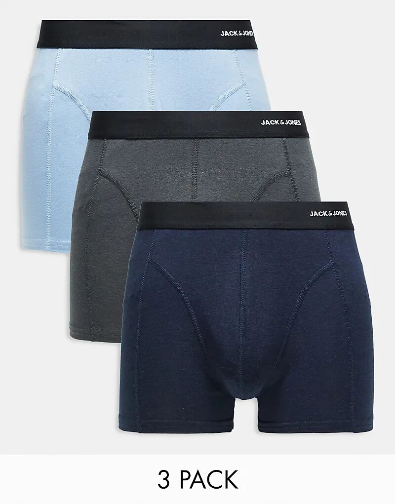 

Комплект из 3 пар трусов Jack & Jones темно-серого цвета с контрастным поясом