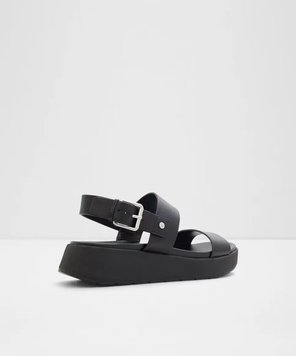 Женские сандалии на плоской подошве с круглым носком Aldo, черный — фото 2