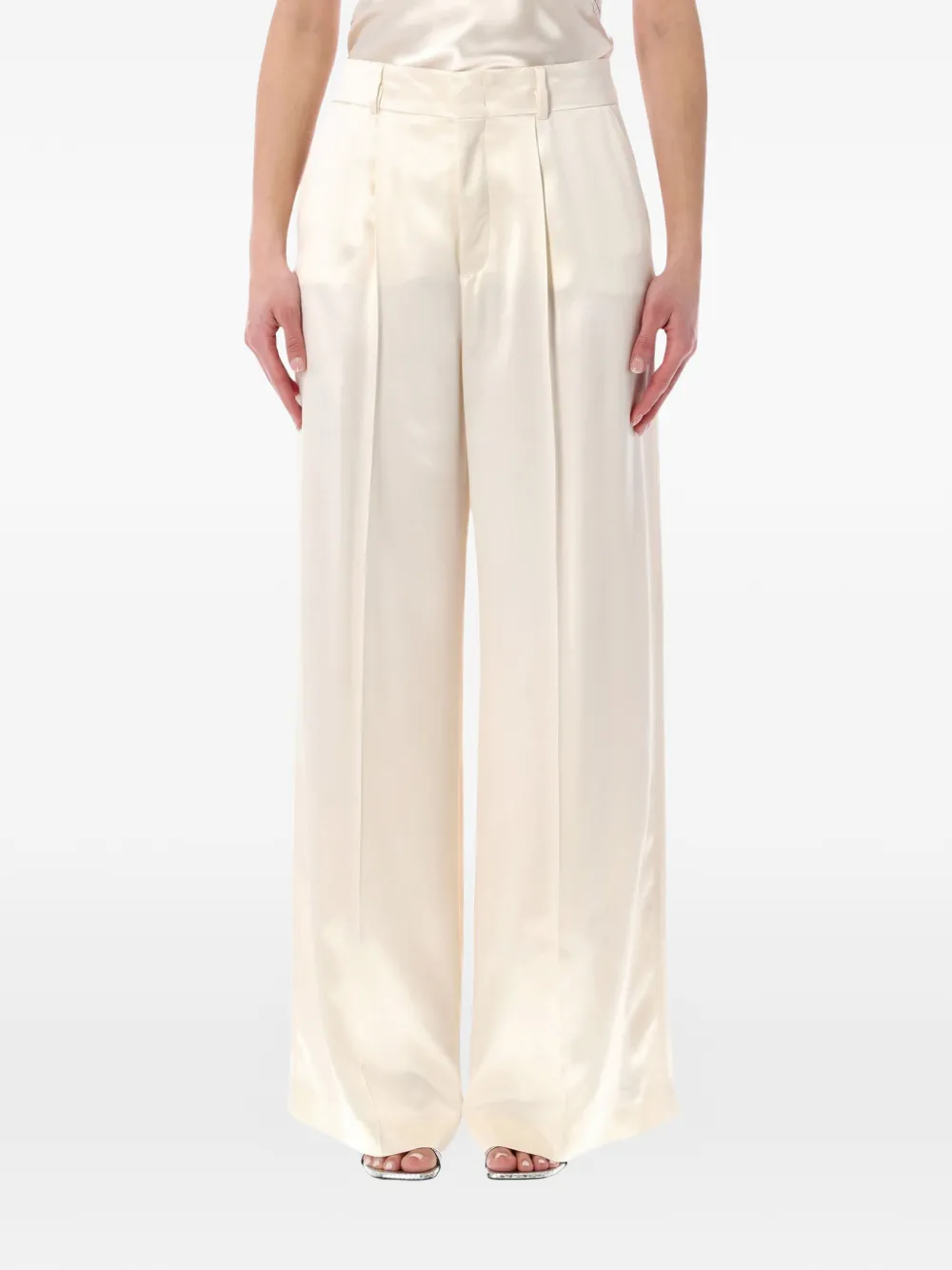 

Атласные брюки Alberta Ferretti, бежевый