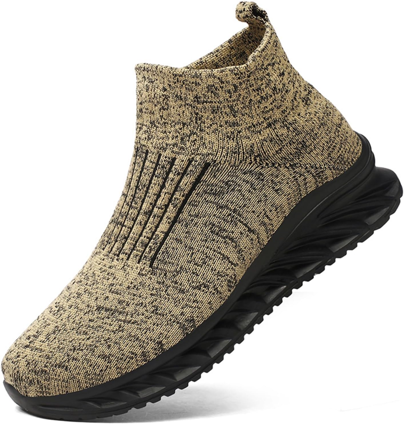 

Мужские кроссовки для бега и тенниса на шнуровке, высокие модные кроссовки, удобная спортивная и повседневная обувь, платформенные кроссовки-носочки для мужчин Generic, хаки