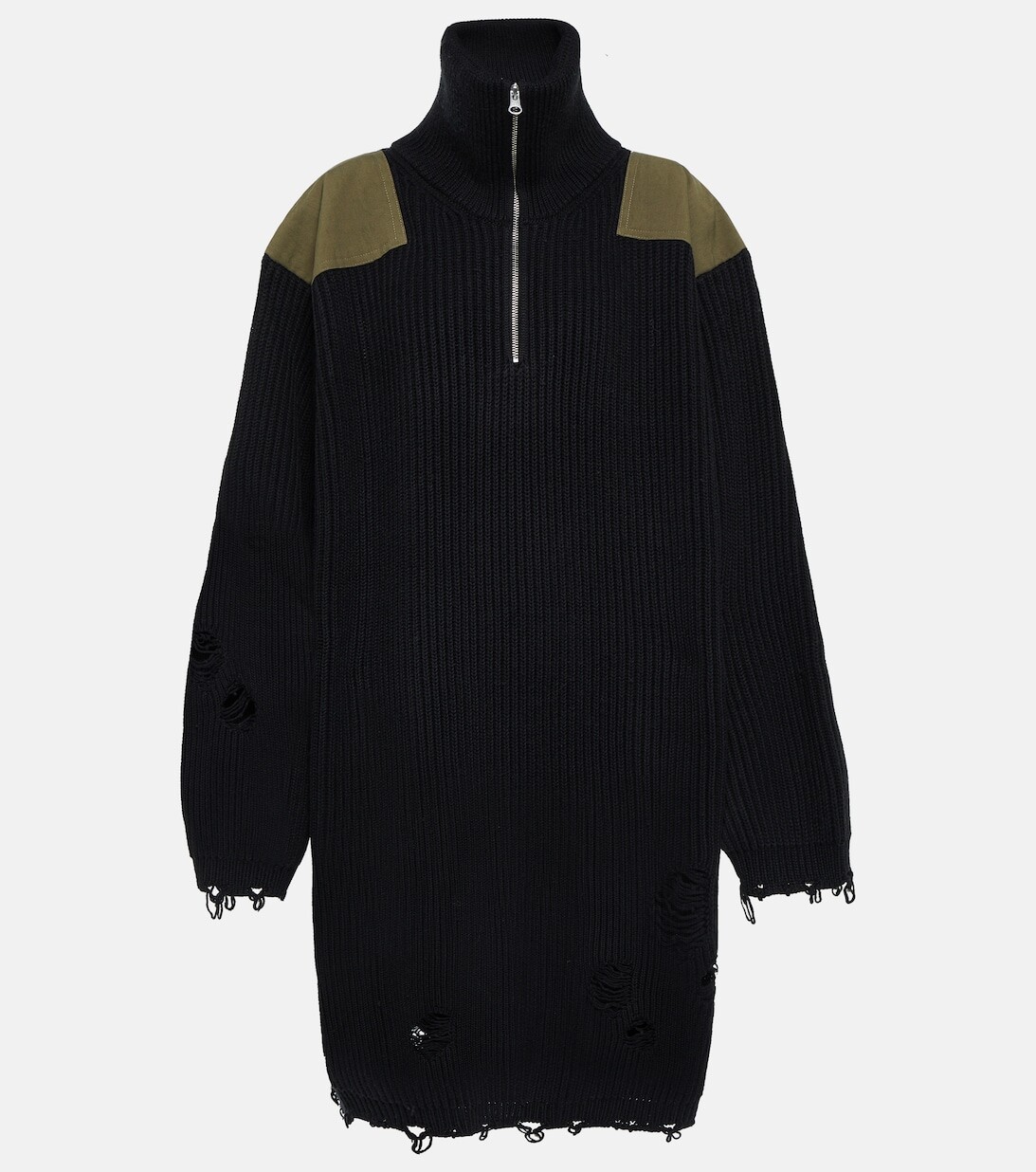 

Платье-толстовка из хлопка и шерсти MM6 MAISON MARGIELA, черный