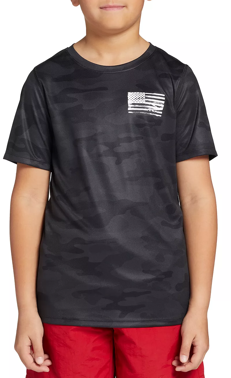 

Футболка с принтом DSG для мальчиков, цвет Pure Black Star Camo Flag