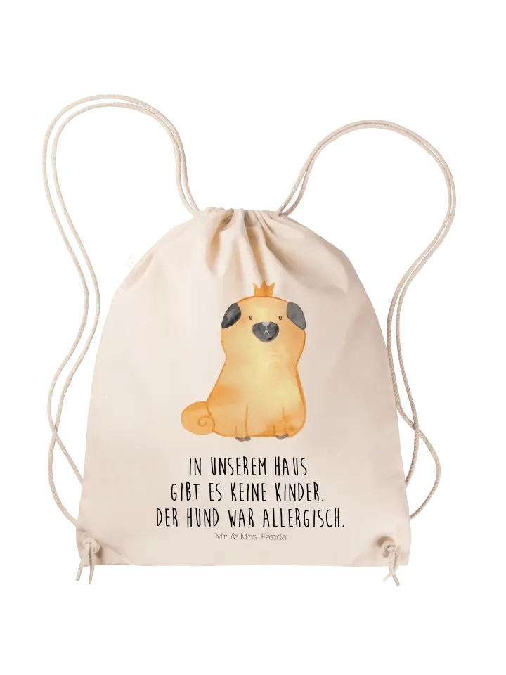 

Спортивная сумка Mr & Mrs Panda Sportbeutel Mops Krone, кремовый