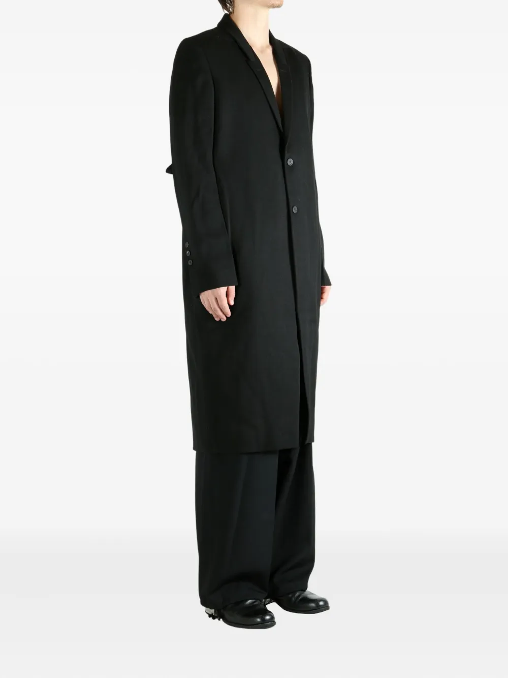 Однобортное пальто Rick Owens, черный — фото 3