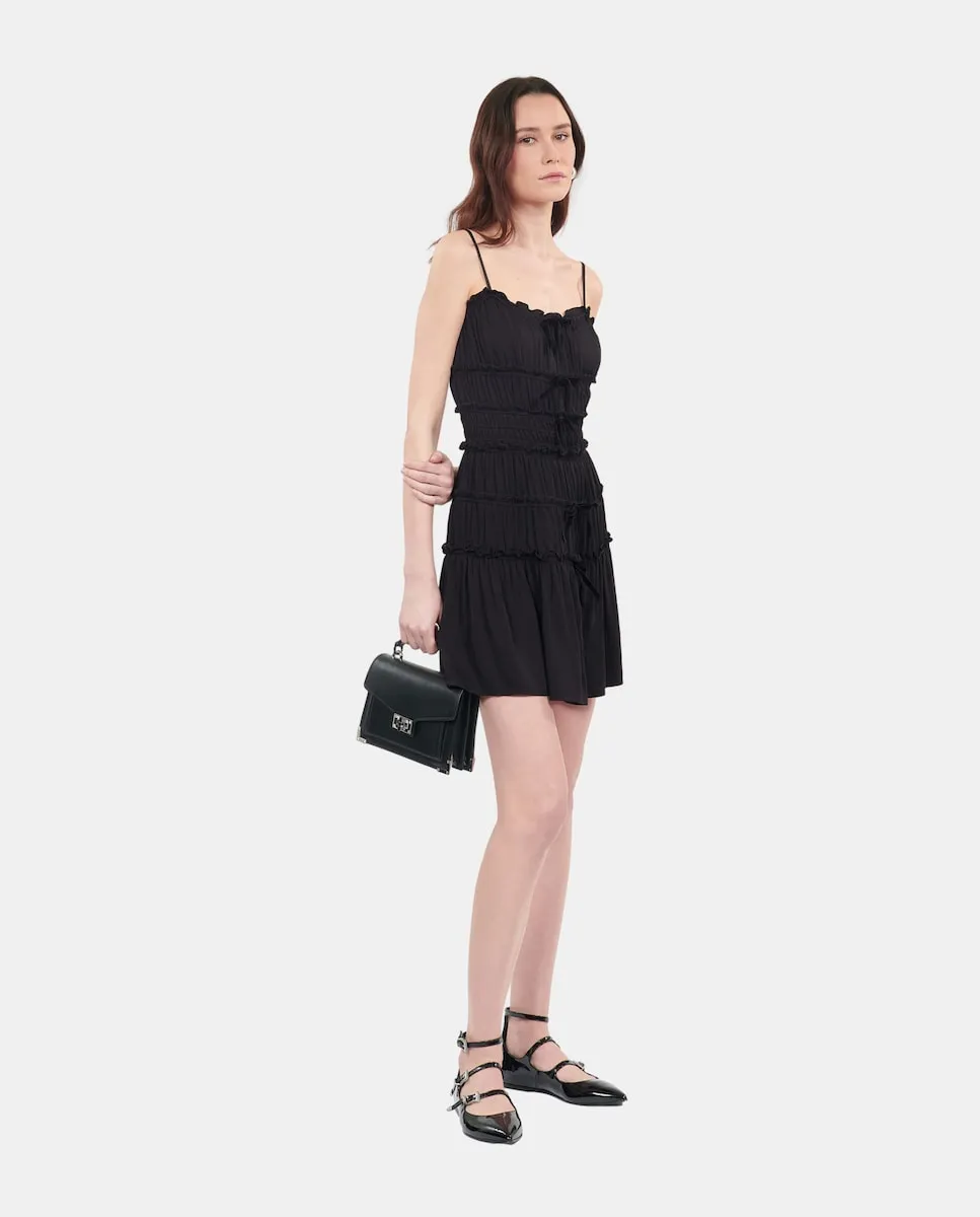 

Короткое платье с бархатными бантами The Kooples, черный