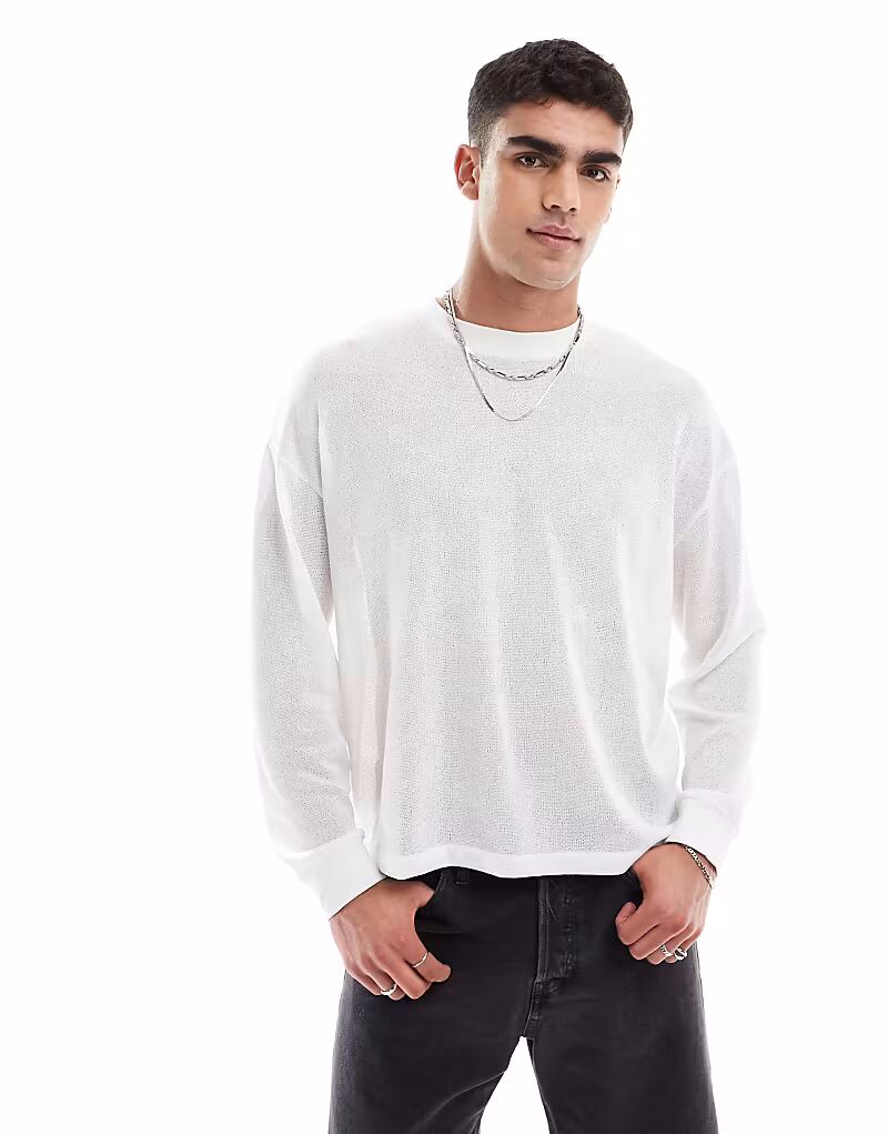 

Футболка свободного кроя с длинными рукавами ASOS DESIGN кремового цвета