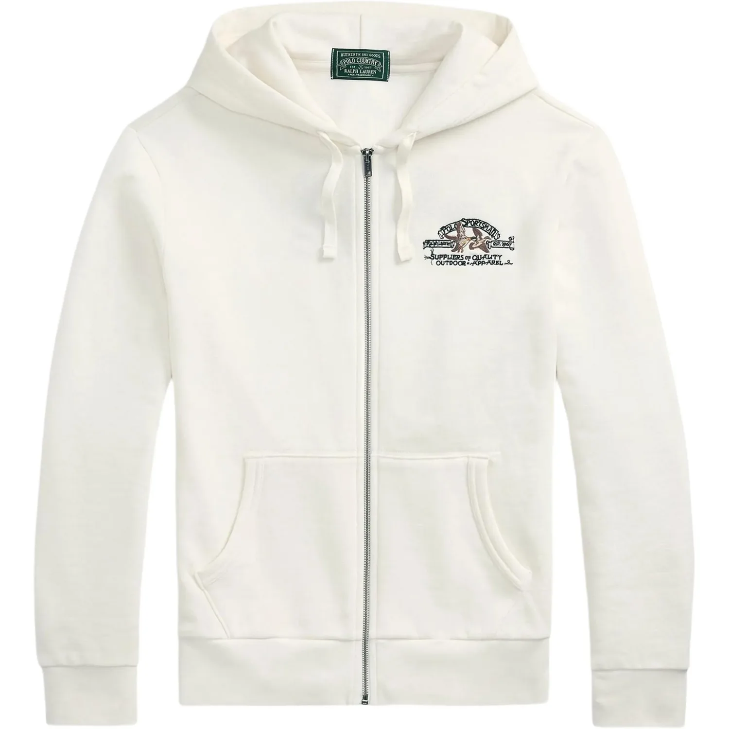 Худи с вышивкой на молнии Polo Ralph Lauren, Ivory