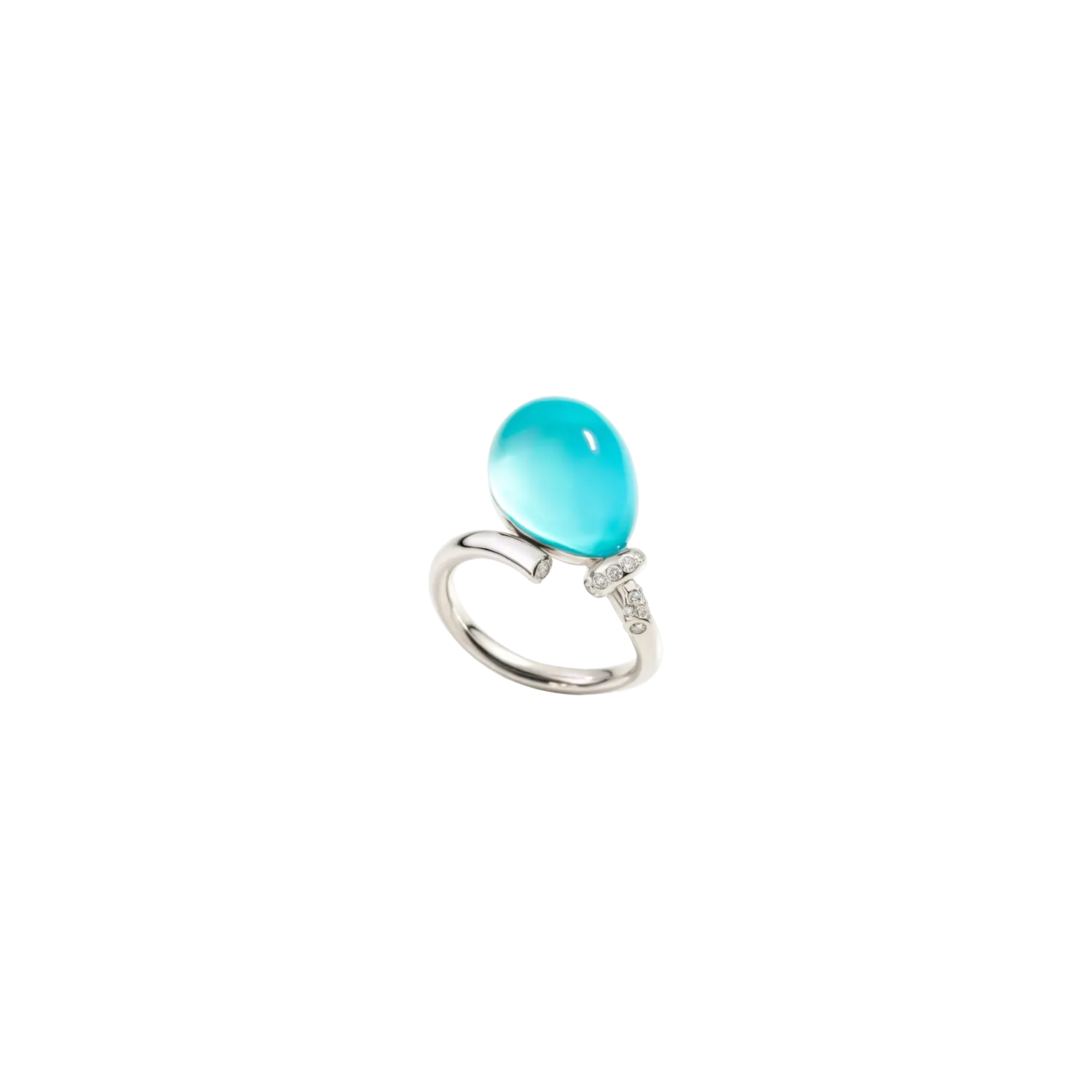 

Кольцо из белого золота с бриллиантами и кристаллом бирюзы. Vhernier