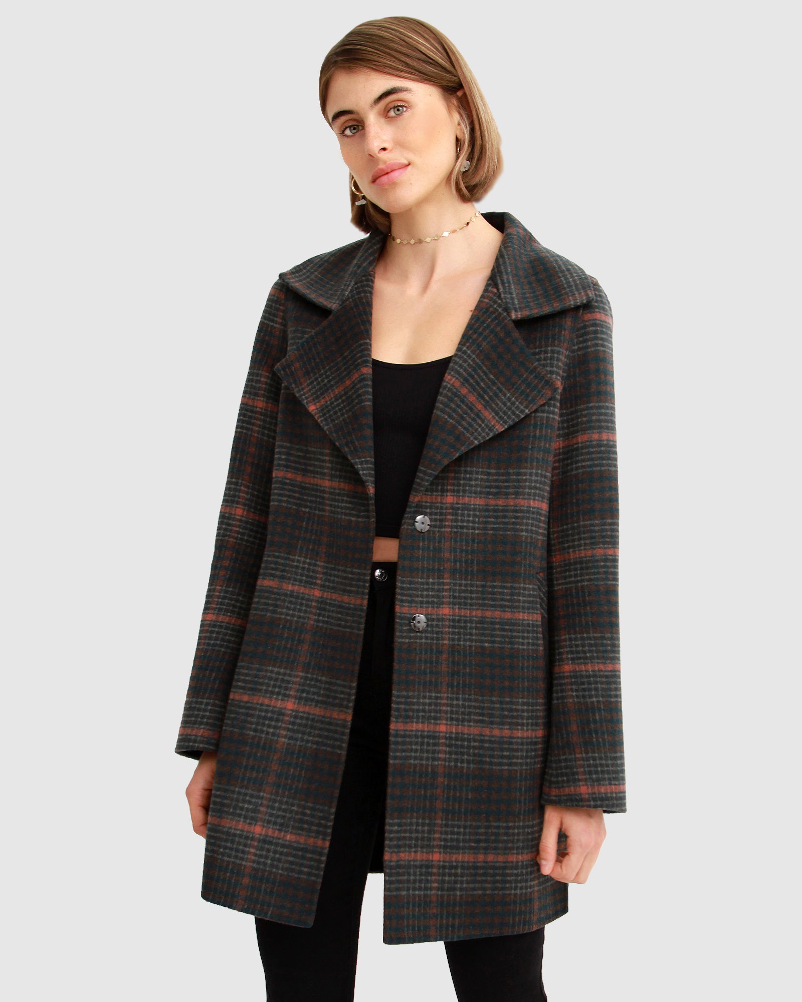 

Куртка оверсайз из смеси шерсти Ex-Boyfriend Belle&Bloom, цвет brown plaid