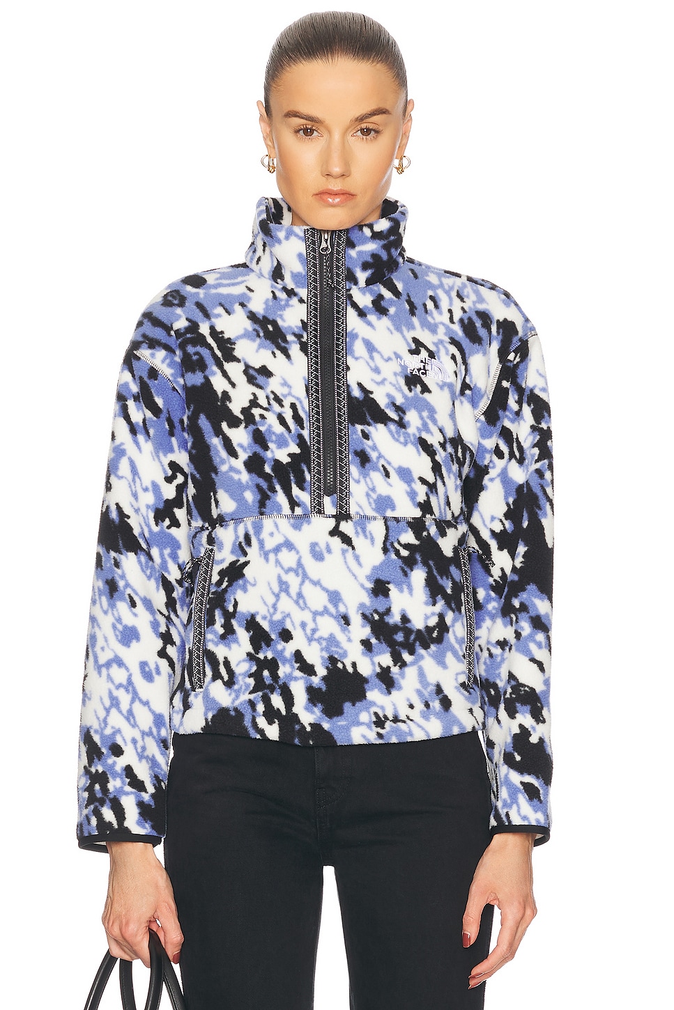 

Флисовая толстовка с молнией на четверть Fleeski The North Face, Virtual Blue Trail Grid Fleece Print