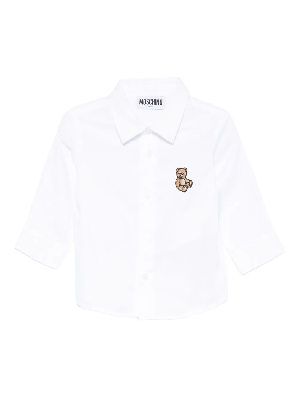 

Хлопковая рубашка с вышивкой Тедди Moschino Kids, белый