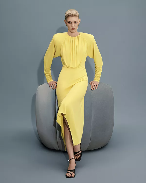 Платье из крепового трикотажа Stella Mccartney, желтый — фото 2