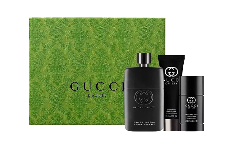 Подарочный набор Gucci Guilty Pour Homme: парфюмерная вода, 90 мл + гель для душа, 50 мл + дезодорант-стик, 75 мл — фото 3