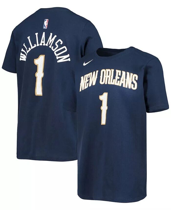 

Темно-синяя футболка Zion Williamson New Orleans Pelicans для мальчиков и девочек с логотипом и номером Nike, синий