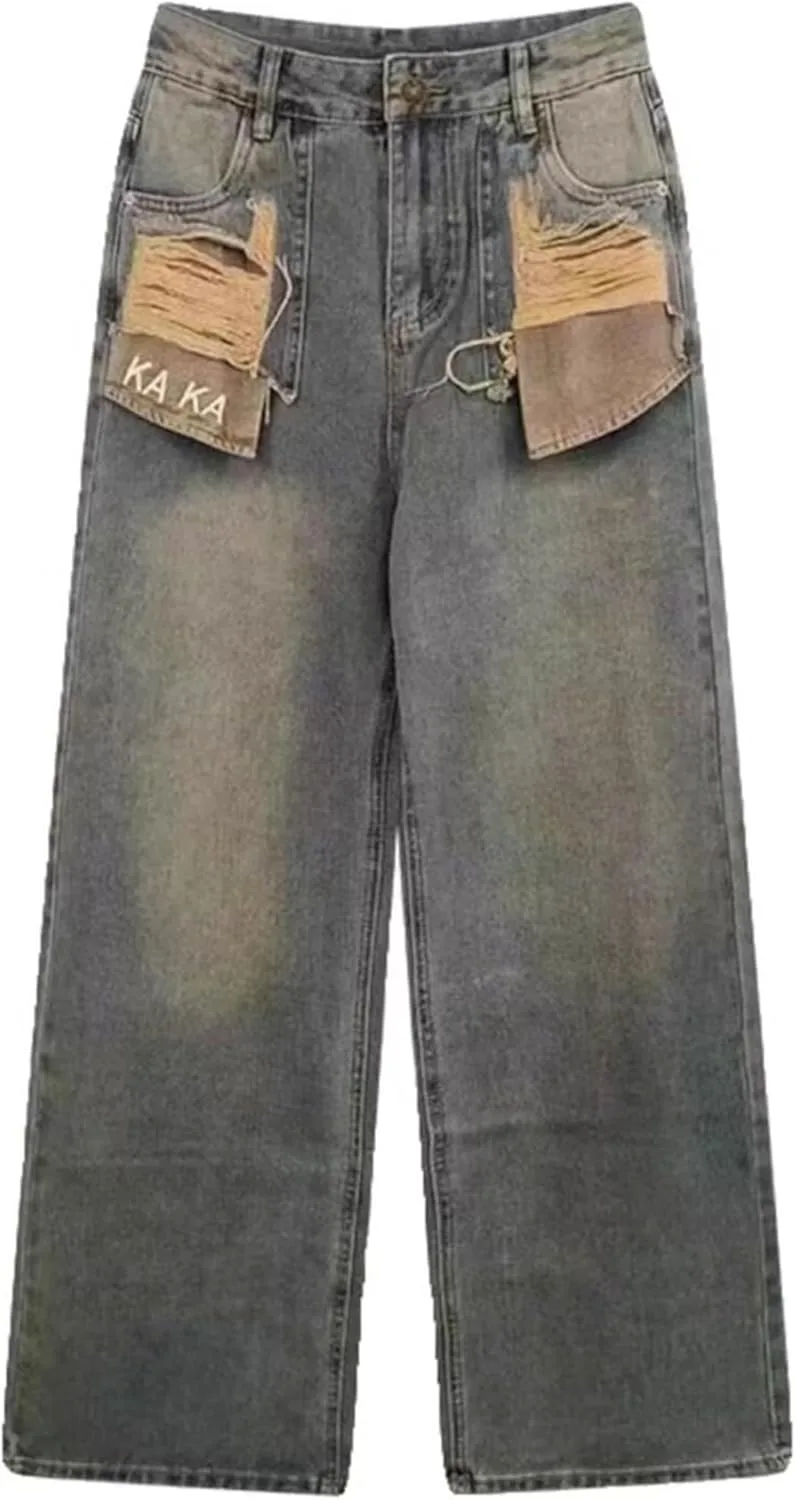 

Hopecn Loose Y2k Ripped Jeans для женщин, готические широкие HOPECK