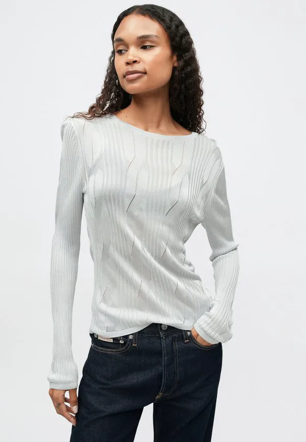 Блестящий свитер с круглым вырезом Calvin Klein, Quiet Gray — фото 4