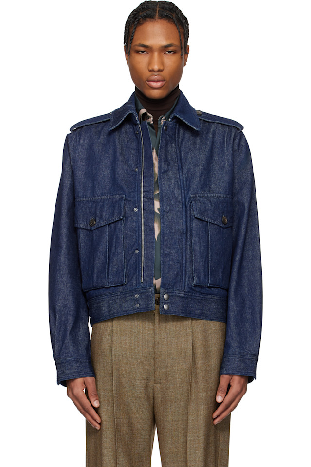 

Короткий джинсовый жакет Dries Van Noten, индиго, Фиолетовый, Короткий джинсовый жакет Dries Van Noten, индиго