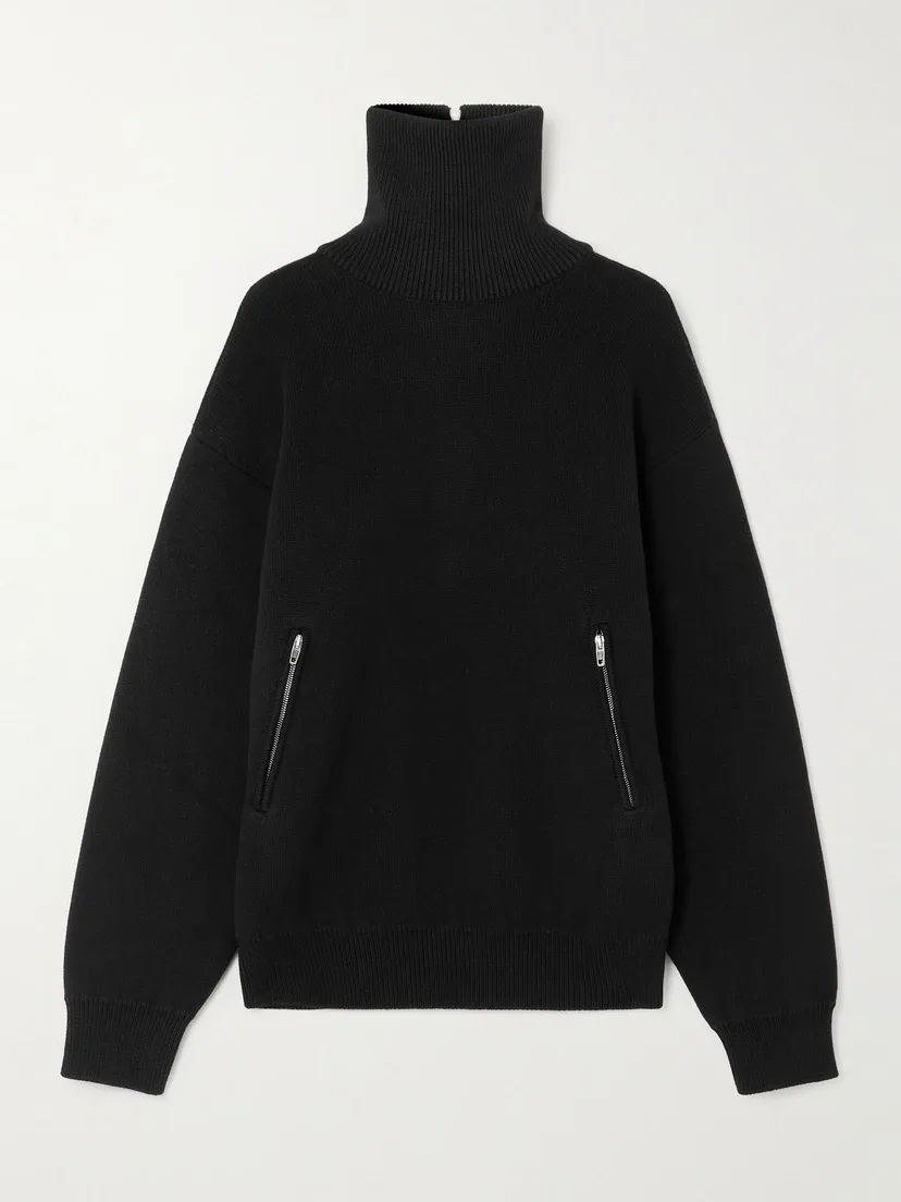 Хлопковый свитер на молнии до половины BALENCIAGA, черный