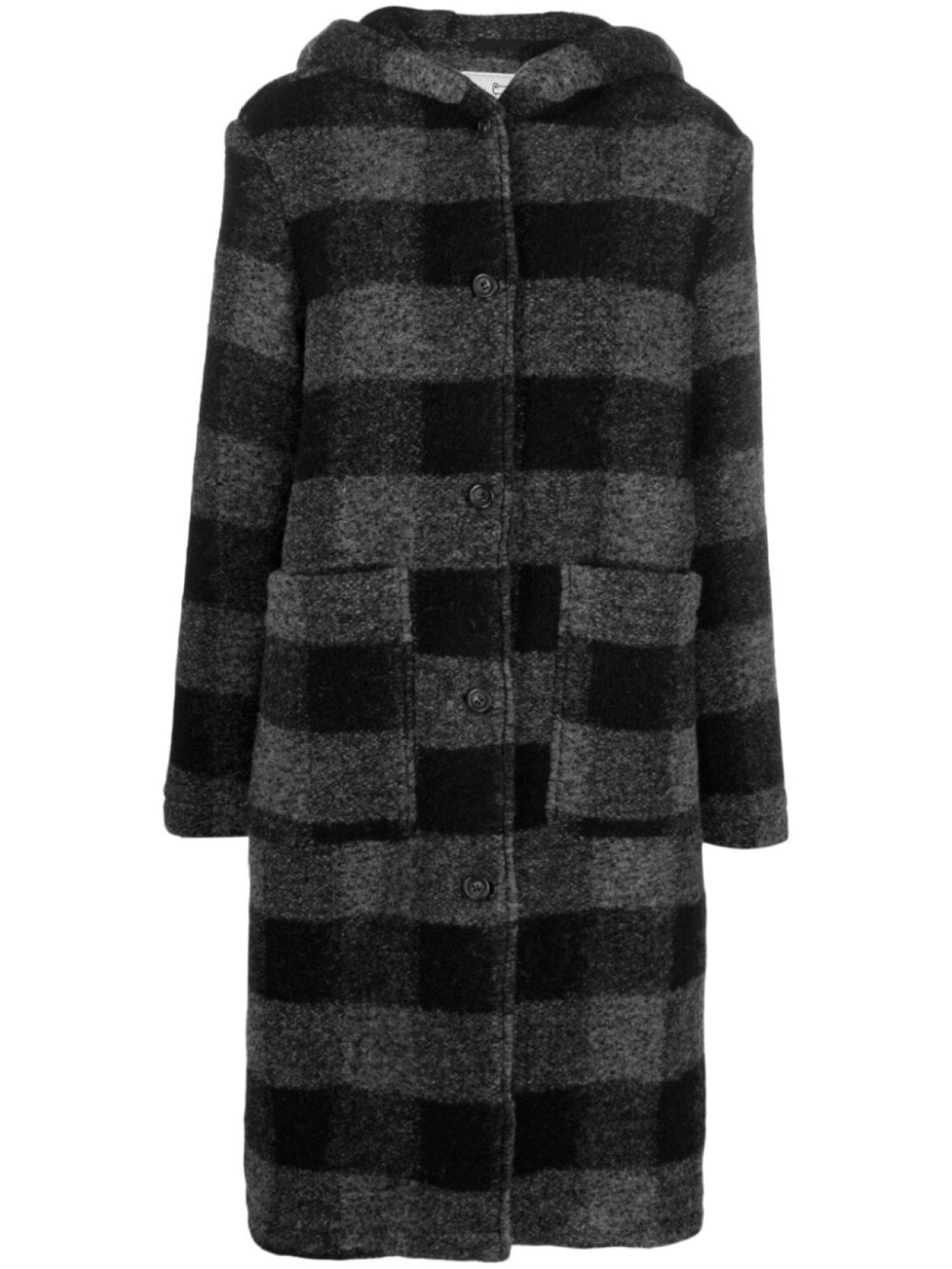 

Woolrich пальто в клетку с капюшоном, черный
