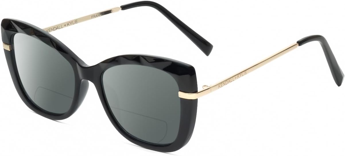 

Солнцезащитные очки Calabria K+K FRANNIE Cat Eye с поляризованными линзами и бифокальной оправой для чтения, модные дизайнерские очки с бифокальной оправой, Gloss Black Gold/Smoke Grey Lens