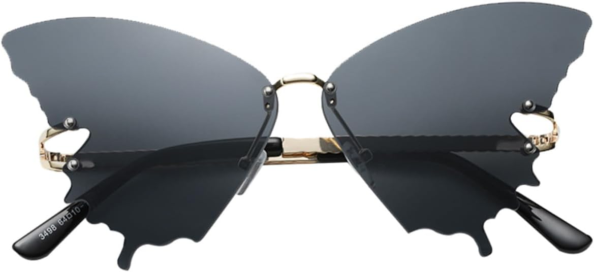 

Женские солнцезащитные очки без оправы «Бабочка» в винтажном стиле, уникальные, с золотой оправой и серыми линзами. Стильные солнцезащитные очки для активного отдыха SOLUSTRE, Black -Material: PC