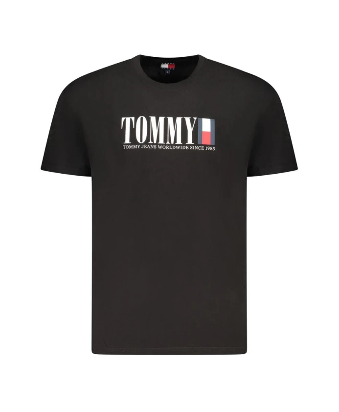 

Черная хлопковая мужская футболка Tommy Hilfiger, черный