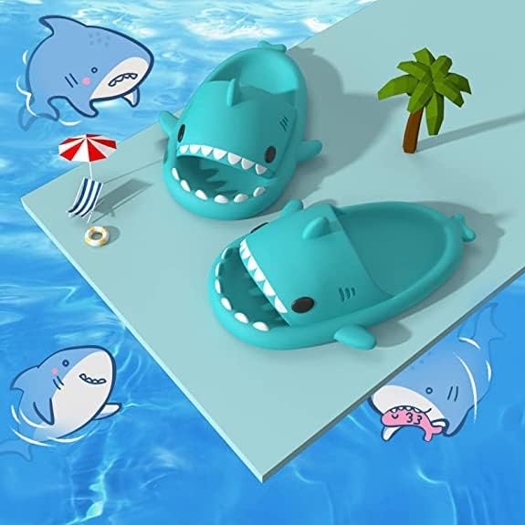 Тапочки Roscylco Shark Cloud, милые шлепанцы с акулой для женщин и мужчин, летние тапочки-сандалии для мальчиков и девочек, спа-платформа, нескользящие пляжные сандалии с открытым носком, душевые тапочки для пары Rosyclo, зеленый — фото 4
