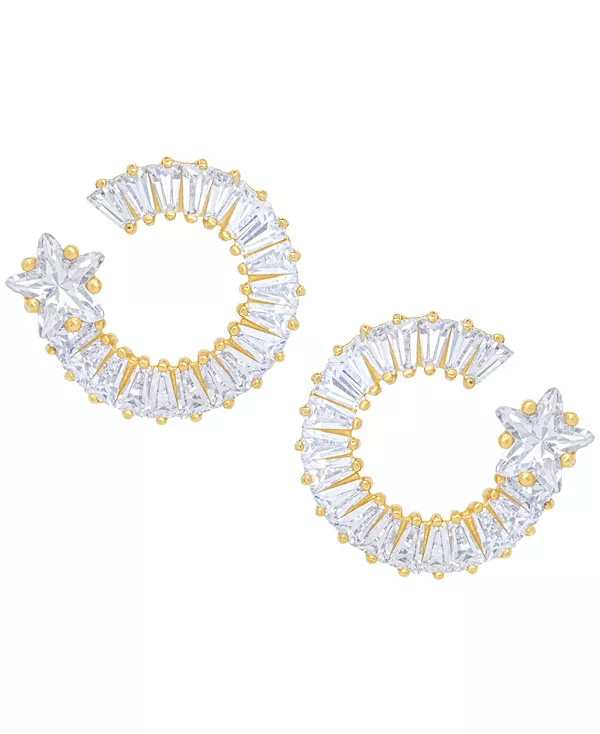 

Серьги-Гвоздики с кубическим цирконием в форме багета и круглой звездой из золота Macy'S, gold