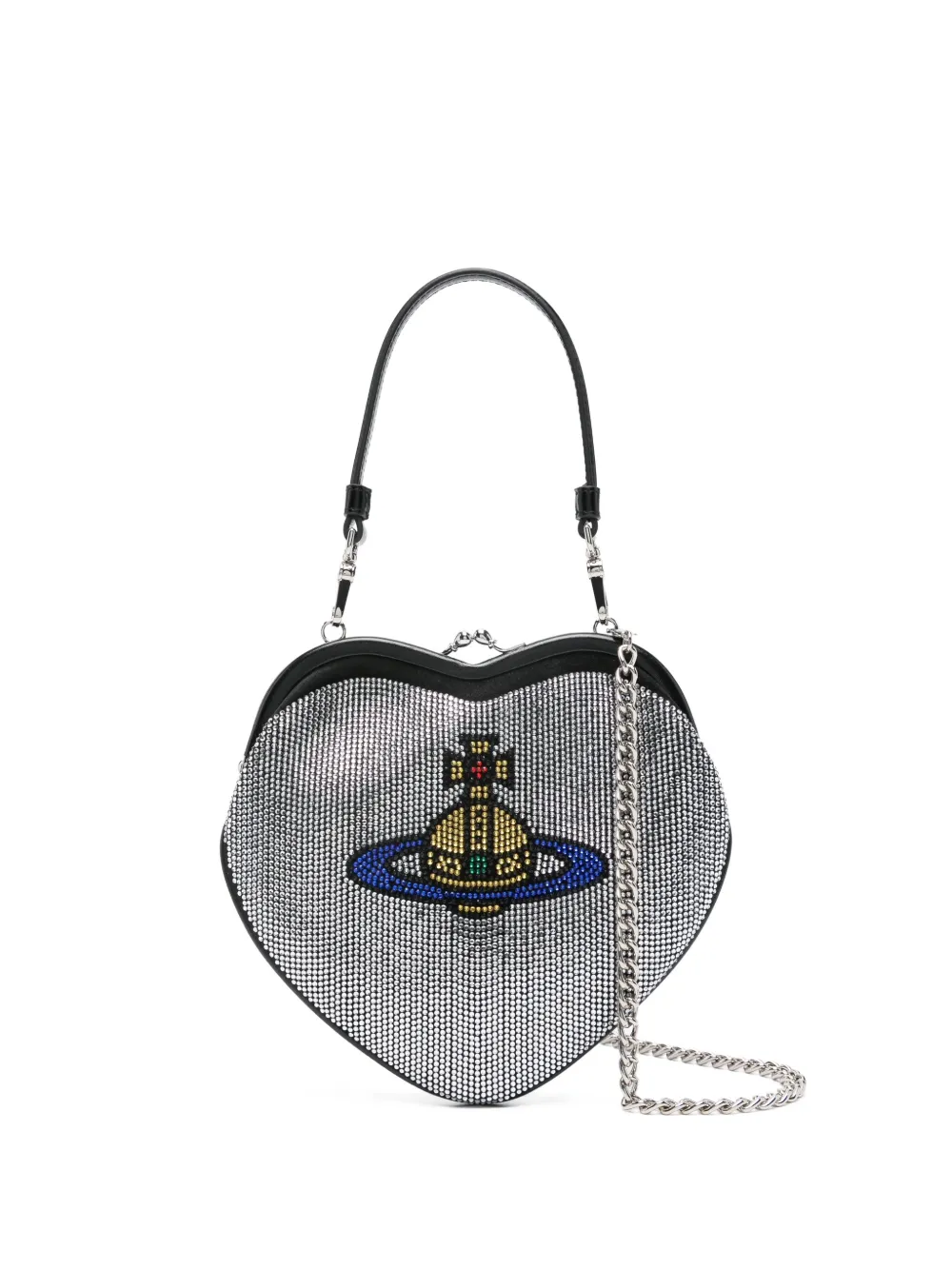 

Клатч в форме сердца, украшенный кристаллами Vivienne Westwood, серебряный