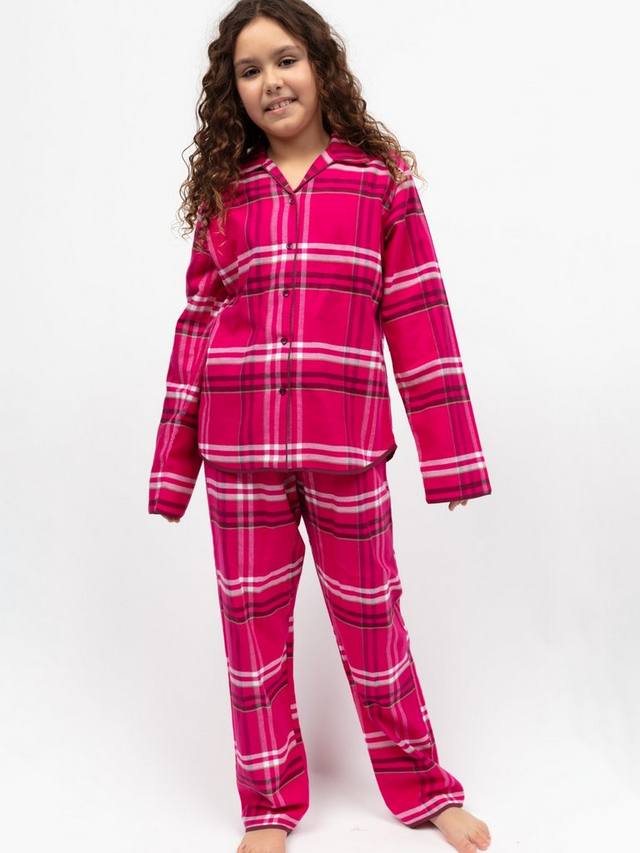 

Детский пижамный комплект Isabella из хлопка в клетку Minijammies, Bright Pink