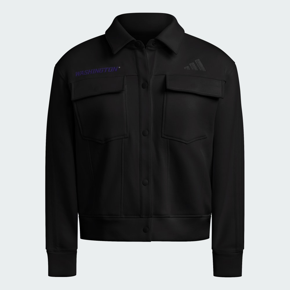

Флисовая куртка Adidas Washington Huskies Women's Exclusive Faux Denim 3-Stripes Fleece Jacket, цвет Black/White/Ncaa-Wtn-707