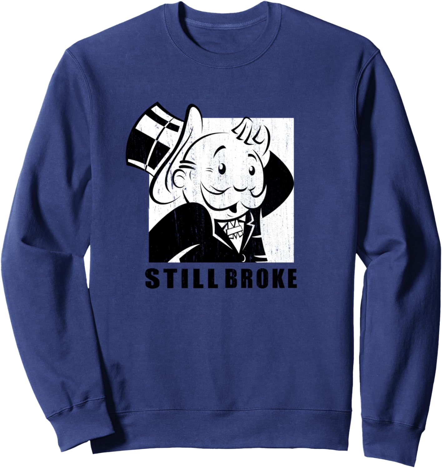 

Футболка с винтажным портретом «Мистер Монополия все еще разорен», синяя Monopoly