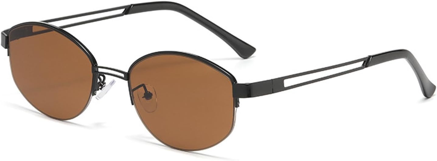 

Популярные модные овальные солнцезащитные очки для женщин, винтажные, полуободковые, с прозрачными линзами Ocean Lens, защита от УФ-излучения UV400, для мужчин TVTBBVV, C3 Black Tea