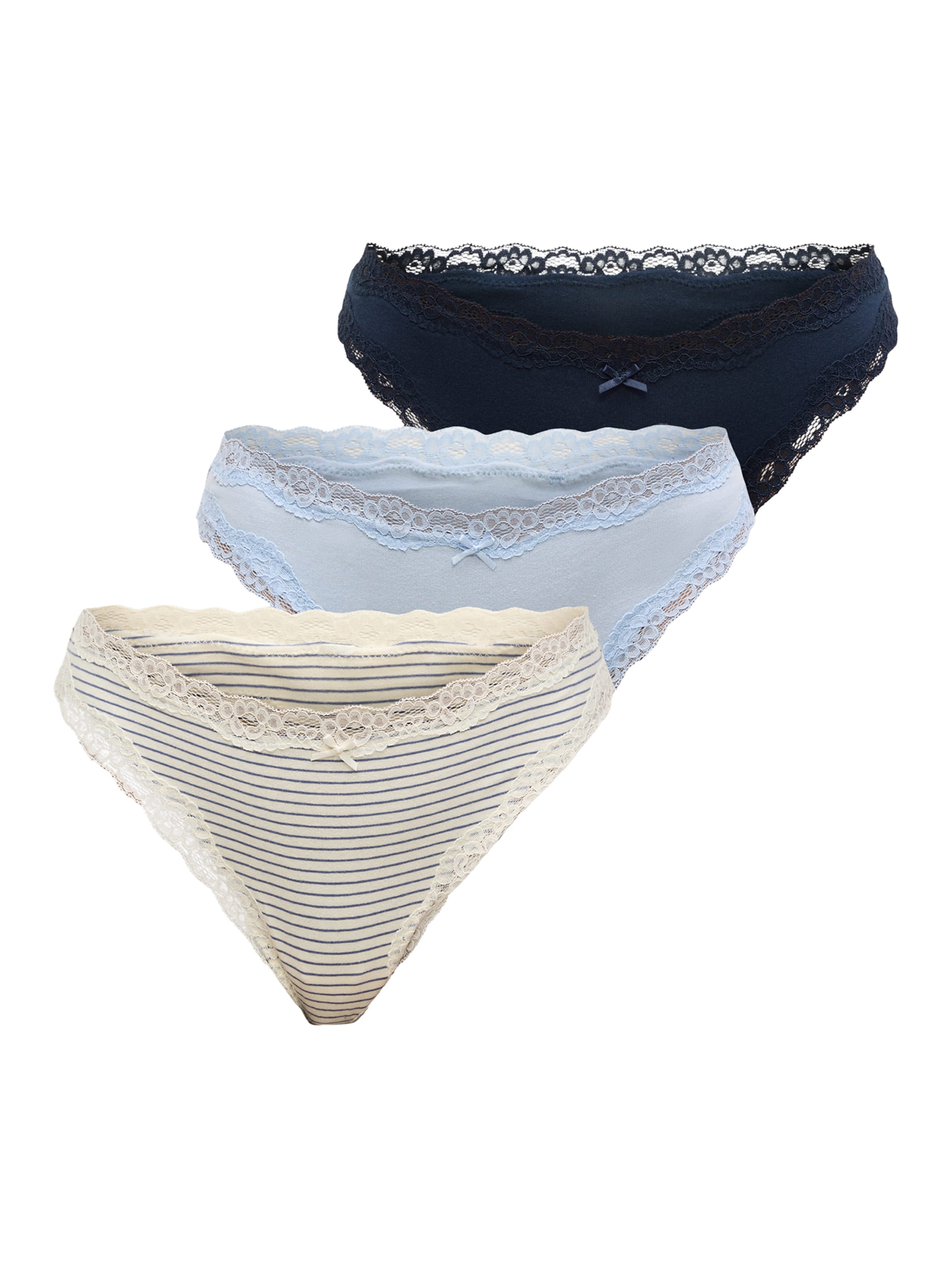 

Lindex Трусики в цветах Navy, Light Blue, Off White
