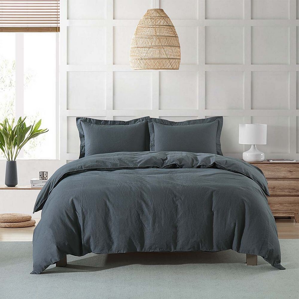 

Комплект предварительно выстиранных льняных пододеяльников Egyptian Linens, цвет Charcoal