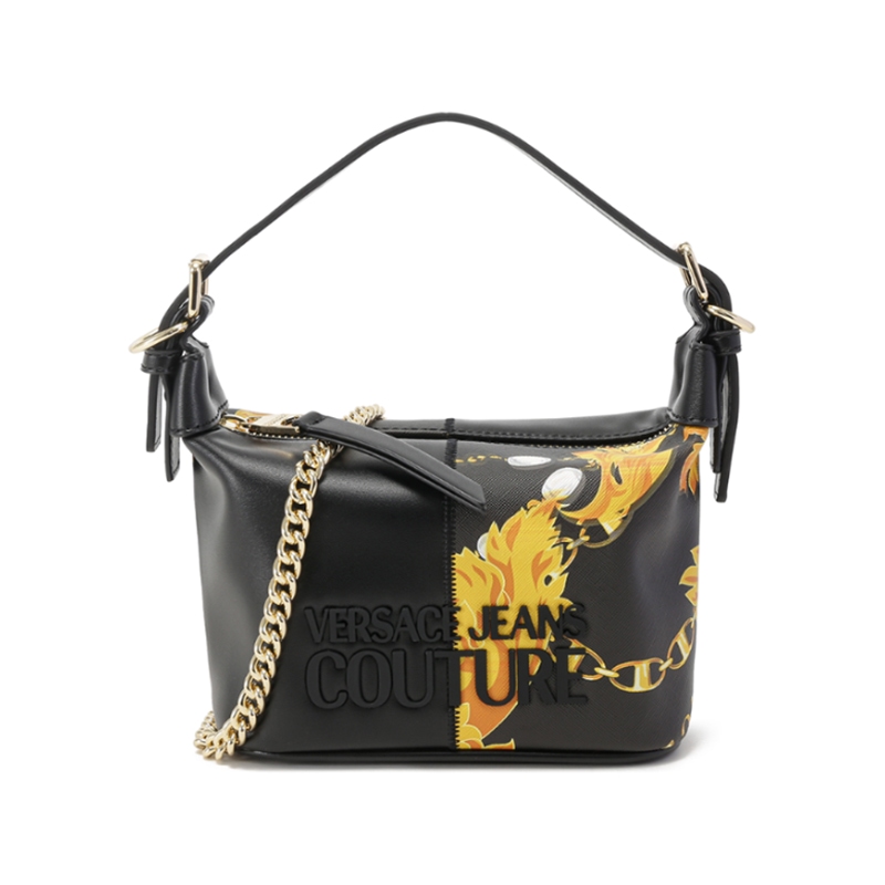 

VERSACE JEANS COUTURE Полиэстеровый рюкзак-круассан Женская повседневная сумка через плечо Клатч Черный и черный