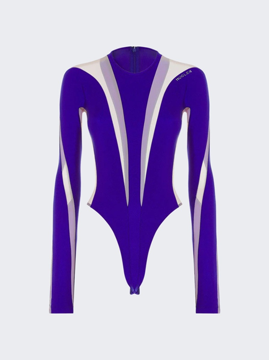 

Боди с прозрачными вставками Mugler, цвет ultraviolet and nude 02